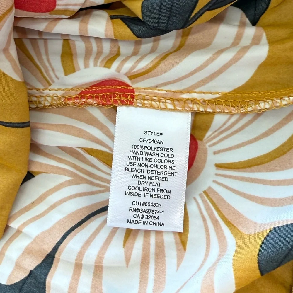 Anthropologie Eva‎ Franco Ikebana Yellow Floral Midi Skirt Size 0